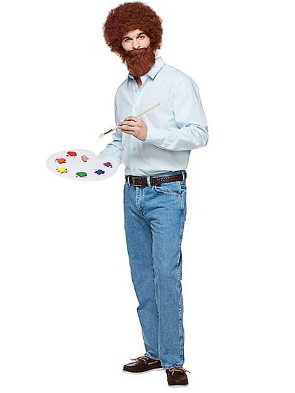 BRAND NEW Bob Ross Costume with wig and palette SIZE LARGE
